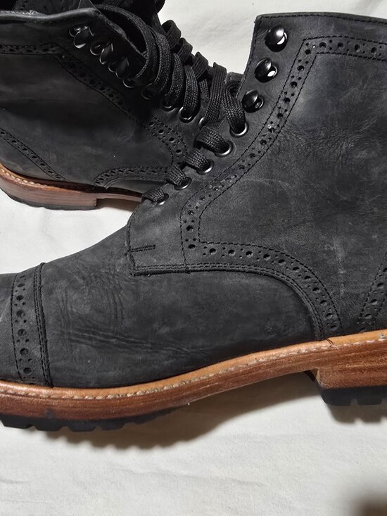 Wilcox 1501 Black Leather Brogue Cap Toe Goodyear Welt Boots Men\'s Size 11 main image 11